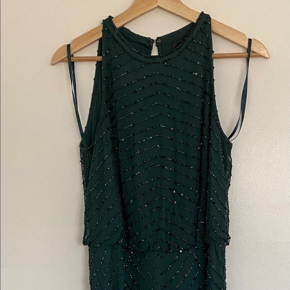 Adrianna Papell Halter Neckline Dusty Emerald
